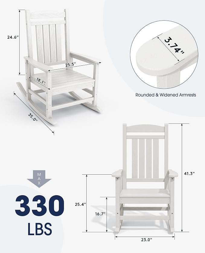 KINGYES HDPE Rocking Chairs Outdoor, Patio Rocking Chairs - Image 3