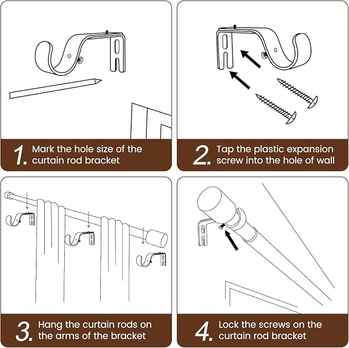 Gold Curtain Rod Itself is 30-144 inch 2 Pack, Fit 30 to 142, 66 to 120 inch - Image 6