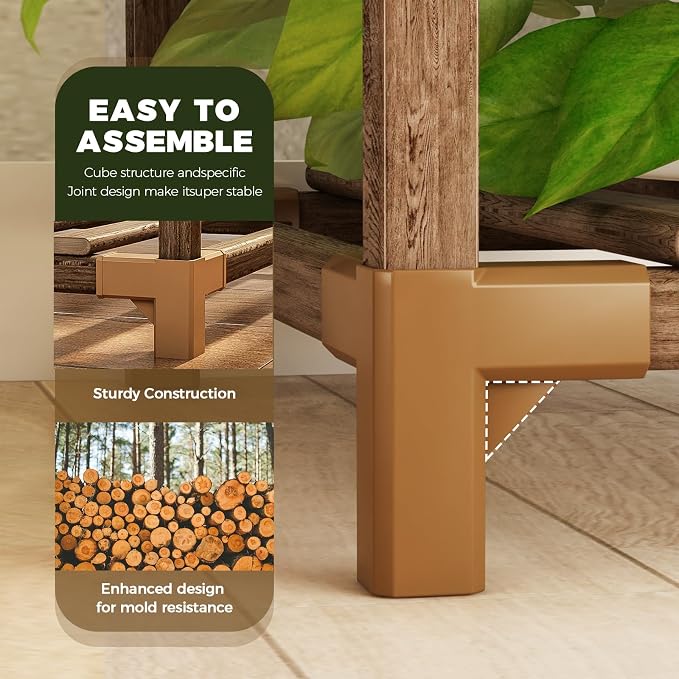 Bamworld 55“ Tall Plant Stand Indoor Outdoor Corner Plant Shelves Wood Plant - Image 4