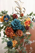 Artificial Greenery Floral Swag, 2 Pieces, Teal and Orange Wedding Sign Decor