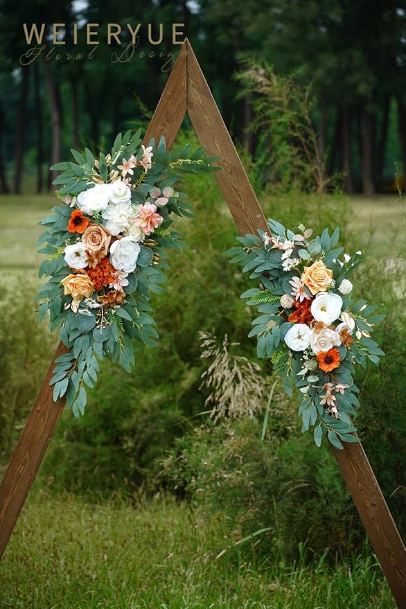 Artificial Flower Swag Kit, 2 Pieces, Caramel and White Silk Blend