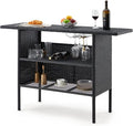 ECOTOUGE Black Wicker Bar Table, Outdoor Patio Console Table Serving Table by ECOTOUGE