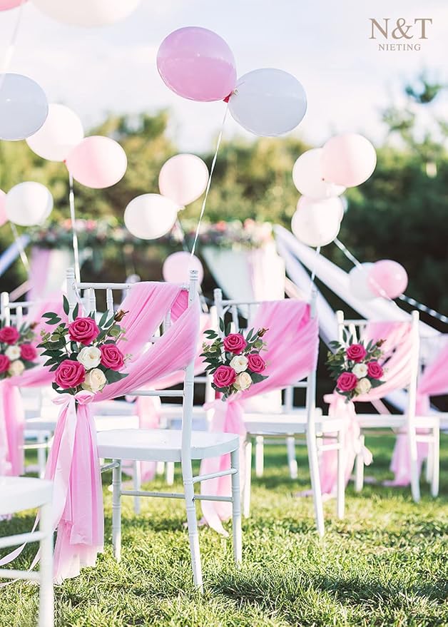 Artificial Flowers Hot Pink Foam Roses with Wire Stems, 50 Pcs