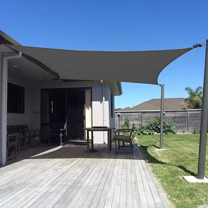SUNNY GUARD Sun Shade Sail 10' x 10' Rectangle Graphite Grey UV Block Sunshade by SUNNYGUARD