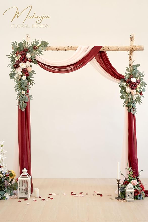 Artificial Flower Arch Swag Kit, 4 Pieces, Burgundy and Blush