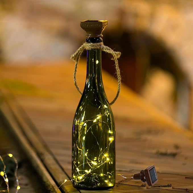 Solar String Lights for Wine Bottles, 12 Pack, Warm White