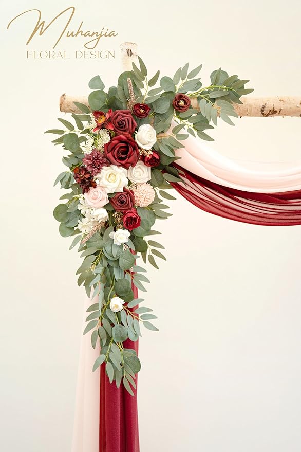 Artificial Flower Arch Swag Kit, 4 Pieces, Burgundy and Blush