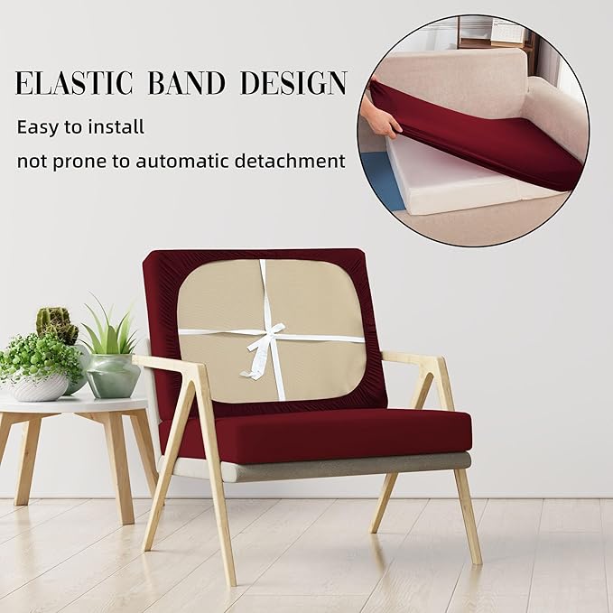 Sofa Covers, Stretch Outdoor Cushion Slipcovers, Wine Red, 14-Piece Set