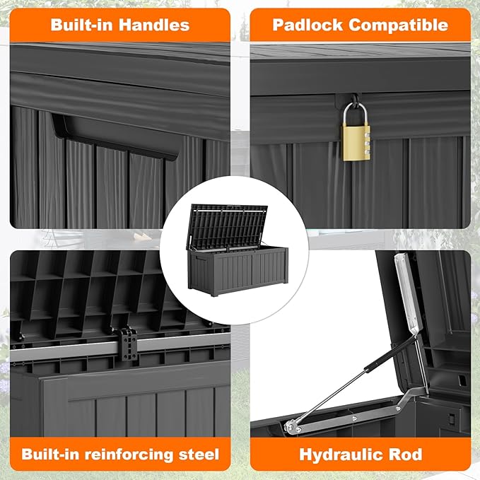 DRATO 120 Gallon Large Deck Box, Outdoor Storage Box - Image 3