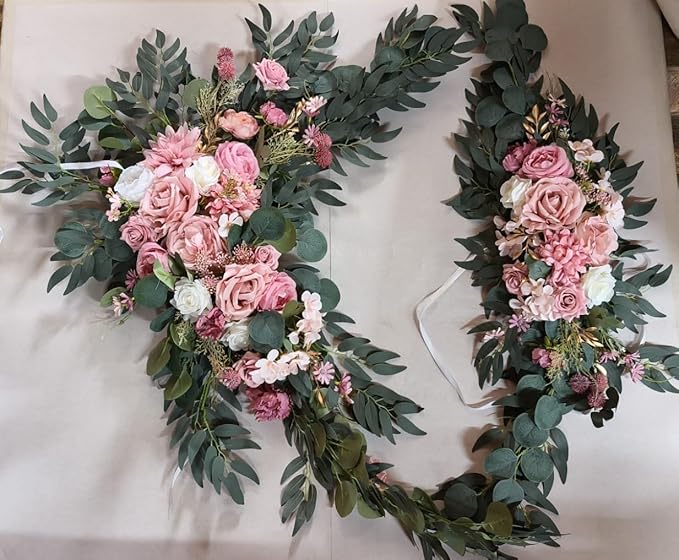 Artificial Flower Arch Decor Kit in Dusty Rose Silk with Drapes