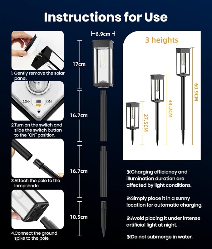 Solar Pathway Lights Outdoor, 6 Pack Bright Solar Lights Outdoor, Auto On/Off - Image 8