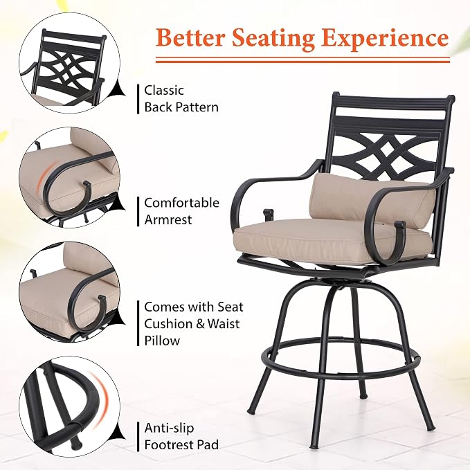 Sophia & William Outdoor Patio Bar Set 5 Piece High Dining Table and Chairs - Image 4