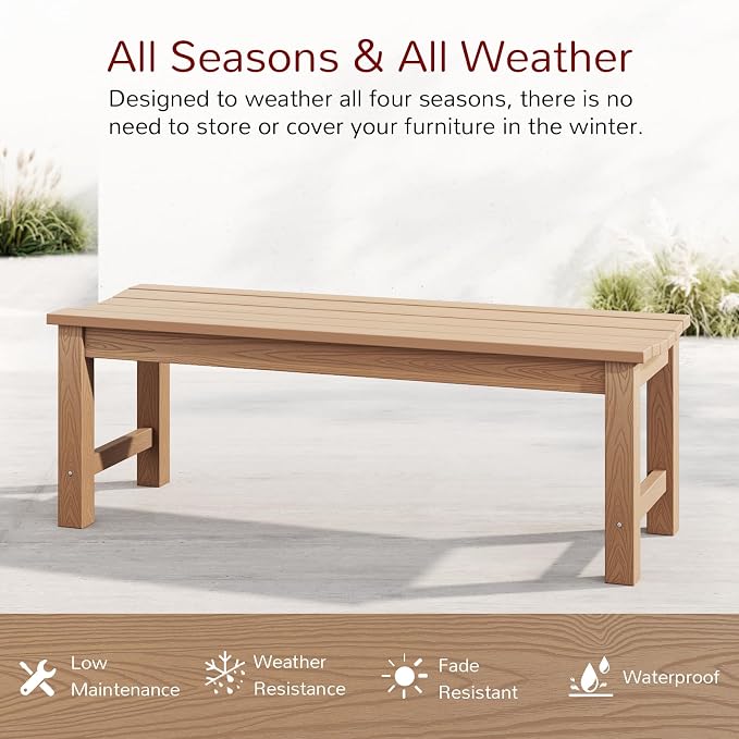Stoog Outdoor Bench, 2-Person Outdoor Poly Lumber Backless Bench, Weatherproof - Image 4