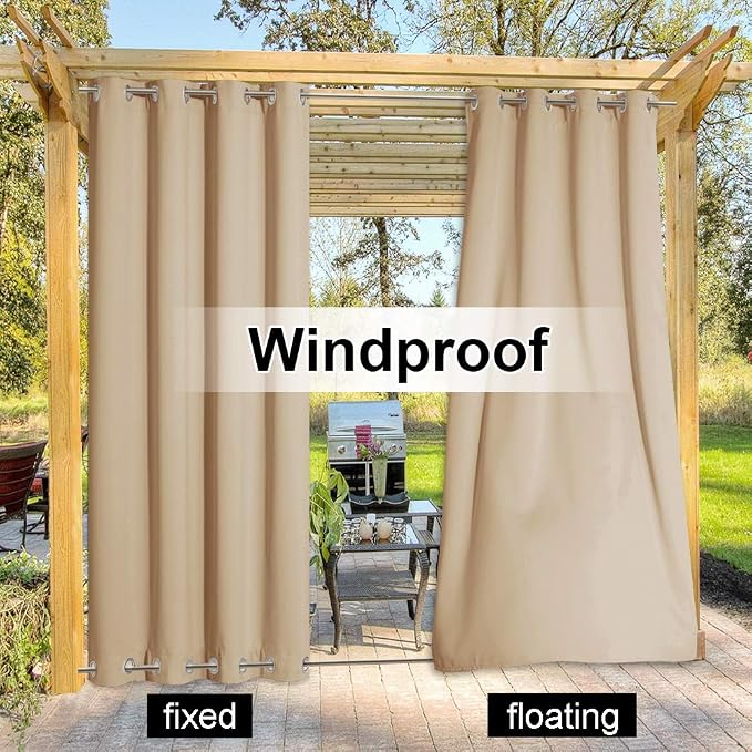 NICETOWN Outdoor Patio Curtain Extra Wide Waterproof & Windproof - Image 5
