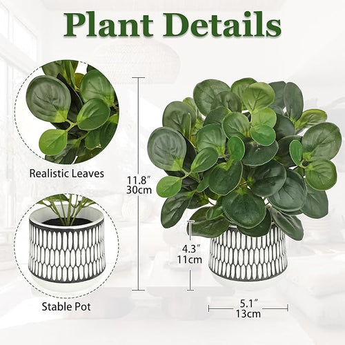12" Artificial Plants Indoor Small Fake Plant in Ceramic Pot, Silk Plants - Image 2
