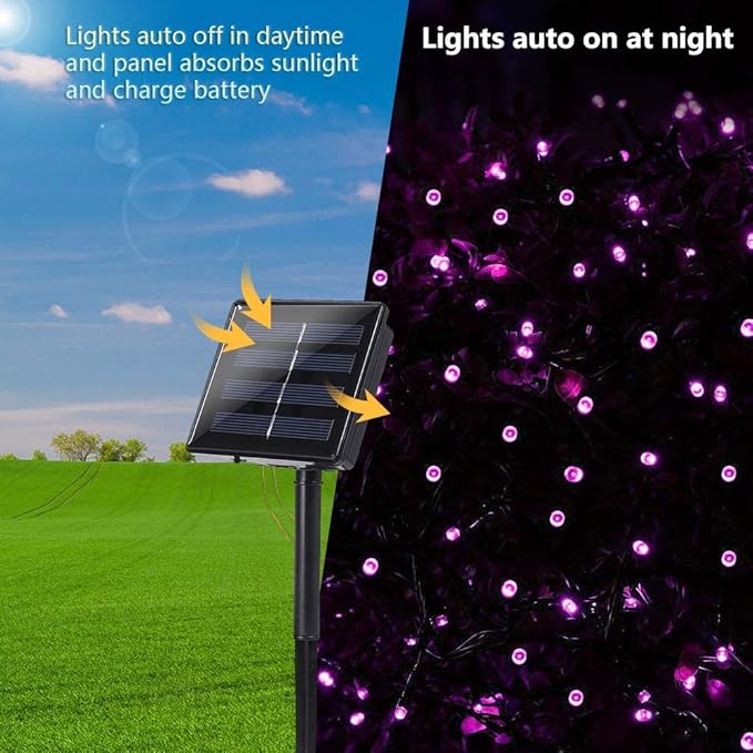String Lights Purple 72ft Solar Powered Outdoor Decor