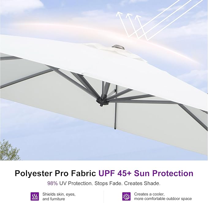 PURPLE LEAF 8 Feet Square Cantilever Umbrella Patio Umbrella - Image 5