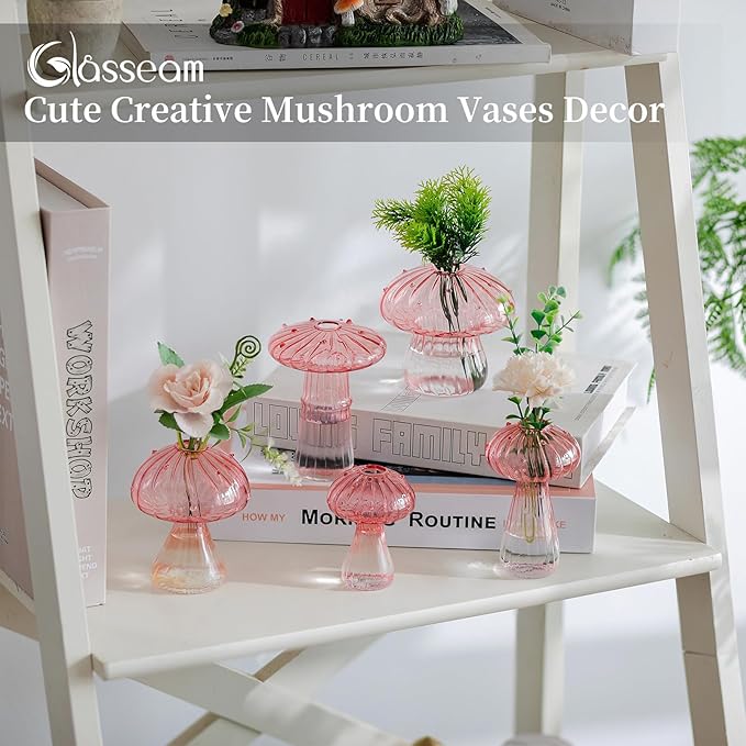 Pots for Propagation: Pink Mushroom Glass Terrarium, Borosilicate
