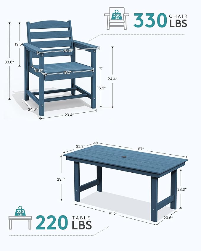 SERWALL Outdoor Dining Table, Patio Table - Image 4
