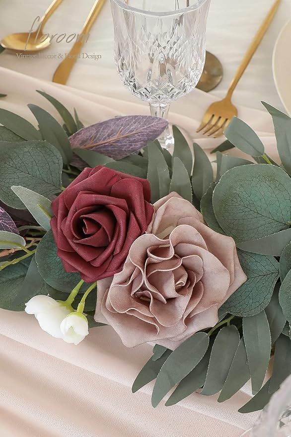 Artificial Flower Eucalyptus Garland, 6 Ft Dusty Rose Silk Vine