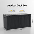 Deck Box 80 Gallon Black Resin, Lockable UV-Resistant Outdoor Storage Bin