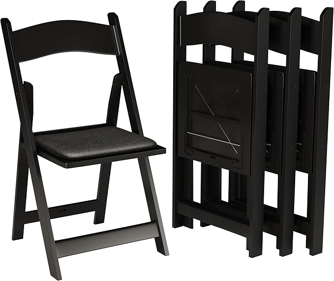 SIMPLEX 72 Black Resin Stackable Folding Chair by Simplex
