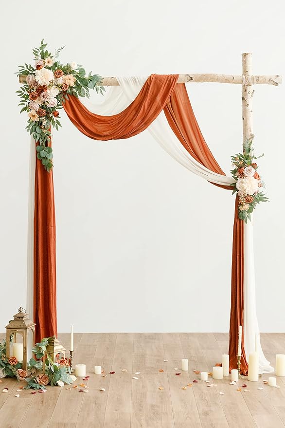 Artificial Flowers Kit for Wedding Arch, Terracotta Silk Swags and Drapes