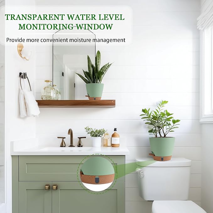 Self Watering Pots for Inoor Ourdoor Plants 10/9/8/7/6.5 Inch Plastic Planters - Image 6