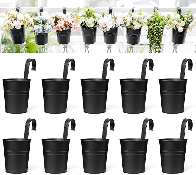 Dahey 10 Pcs Small Hanging Flower Pots Metal Iron Bucket Planter by Dahey