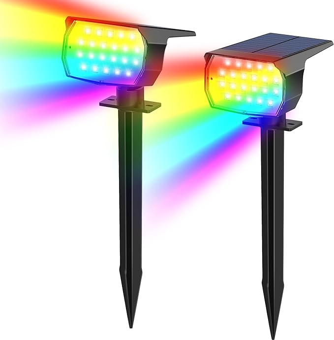 Solar Color Changing Spot Lights Outdoor Waterproof Colored RGB Solar Powered by TadyrealSolarLights