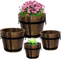 Adnee 4 Pack Wooden Whiskey Barrel Planters by Adnee