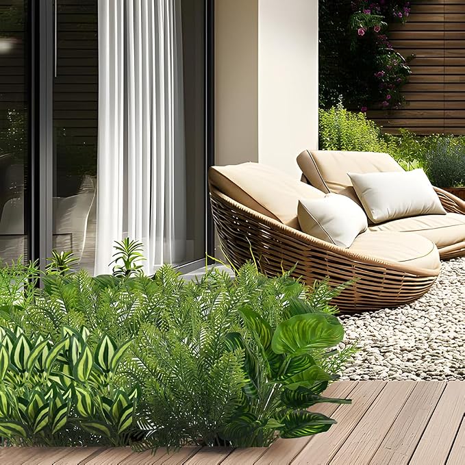 15Pcs Outdoor Artificial Plants UV Resistant Fake Plastic Greenery Spring Grass - Image 5