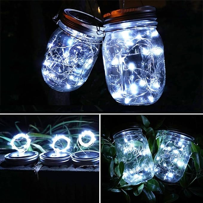 String Lights for Mason Jars, Solar Lid, 12 Pack, 30 LED