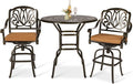 VIVIJASON 3-Piece Patio Swivel Bar Stools Set, All Weather Cast Aluminum by VIVIJASON