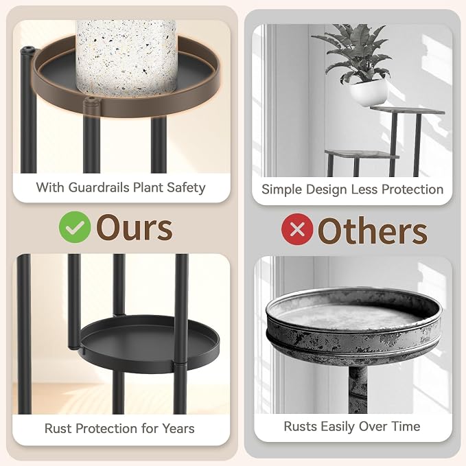 LASZOLA Black 7 Tier Plant Stand Indoor Heavy Duty Metal Planter Flower Holder - Image 5