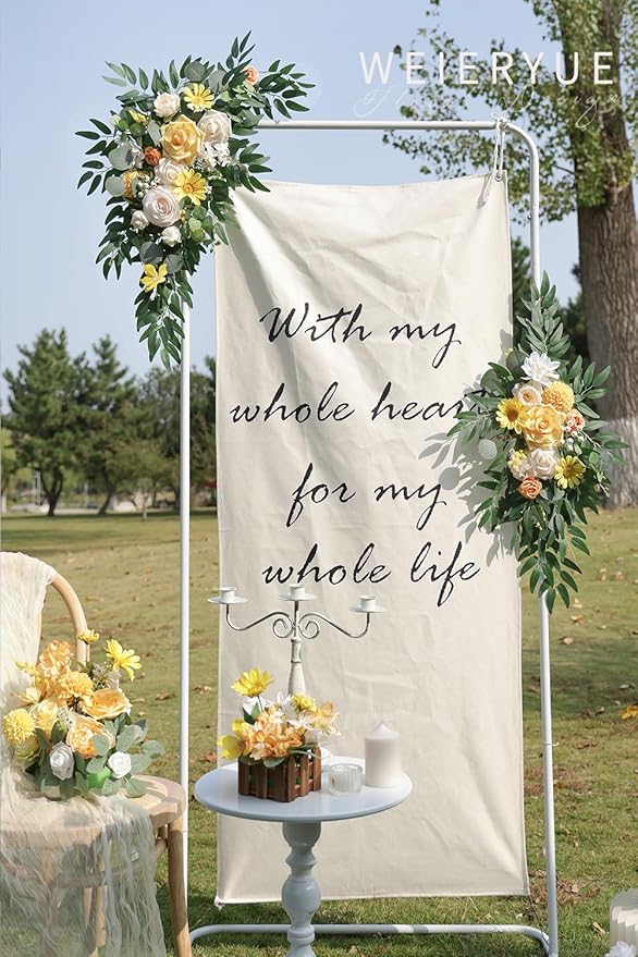 Artificial Flower Swag Kit, 2 Pieces, Creamy Yellow Silk for Wedding Arch