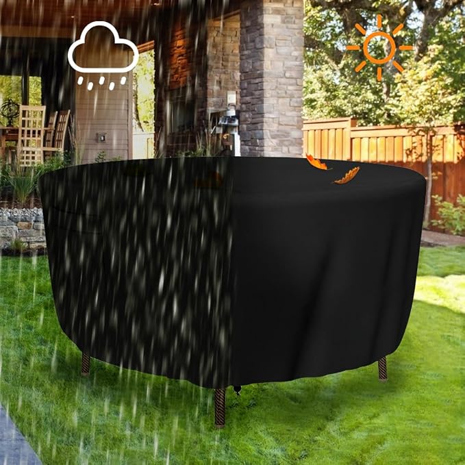 Patio Furniture Covers, Heavy Duty Round Patio Table Cover Outdoor Dining & - Image 6