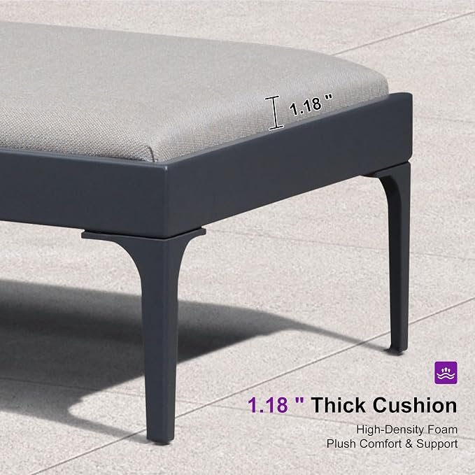 PURPLE LEAF Outdoor Chaise Lounge Set of 4 Aluminum Adjustable Patio Lounger - Image 4
