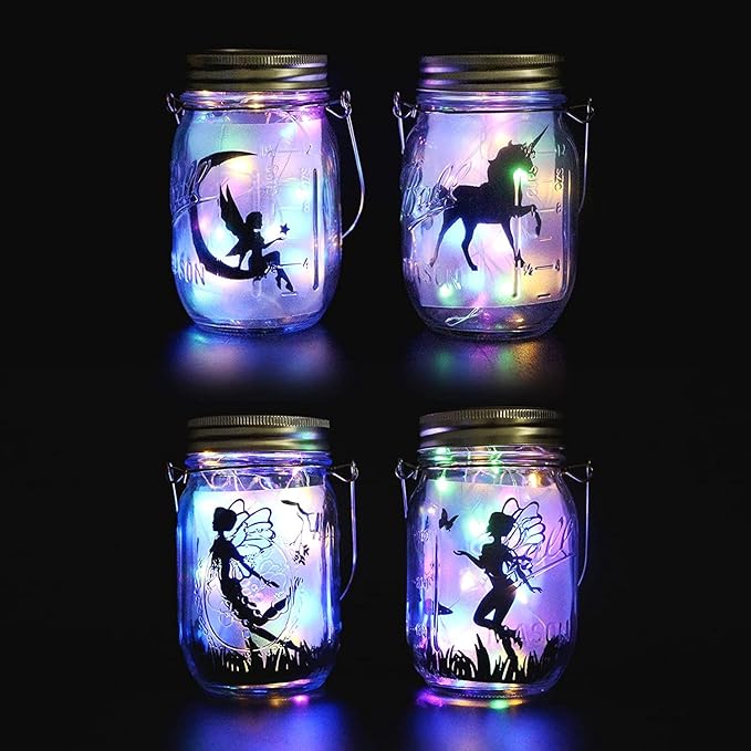 String Lights, 8 Pack Solar Mason Jar Lid Lights with 30 LEDs