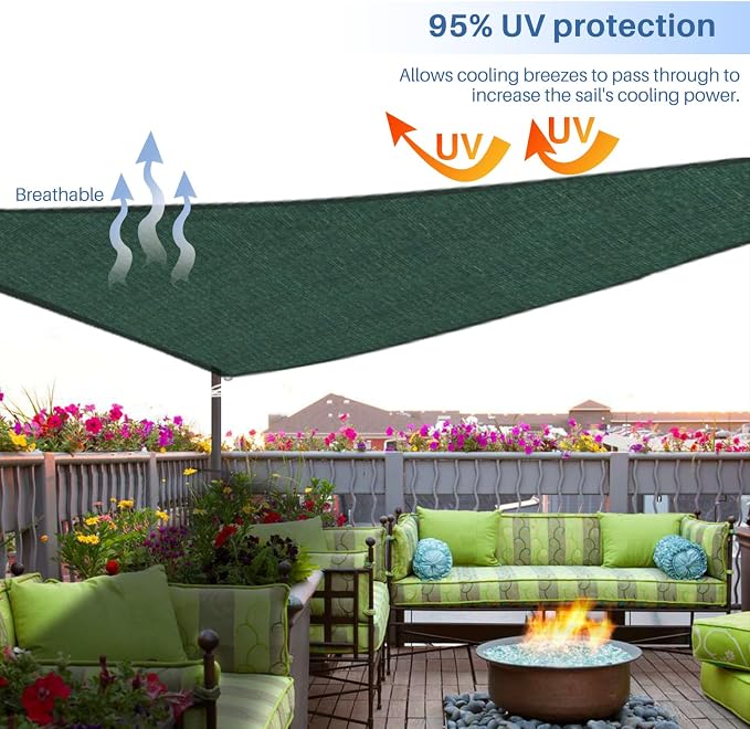 E&K Sunrise 22' x 22' x 22' Sun Shade Sail Triangle Canopy Shade Cover UV Block - Image 5