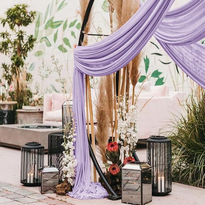 Outdoor Curtains, Lilac Chiffon Drapes 2 Panels 30 x 18 ft