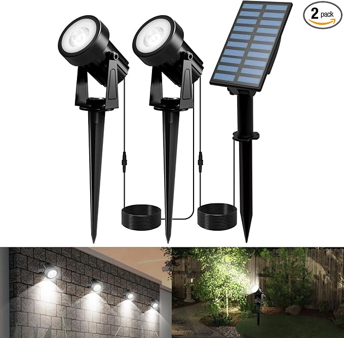 T-SUNUS Christmas Solar Spot Lights Outdoor White 6000K IP65 Waterproof 2-in-1 by T-SUNUSLighting