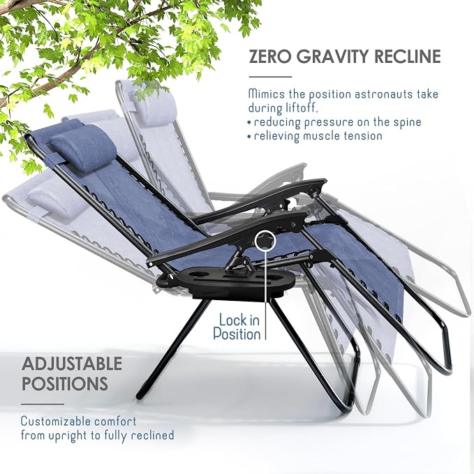 Nestl Zero Gravity Chairs Set of 6, Patio Lounge Chair Outdoor - Image 4