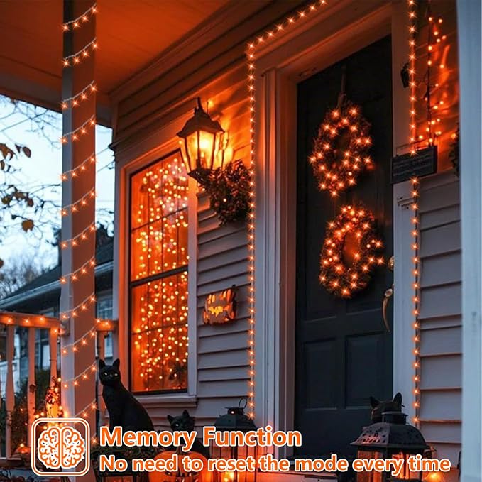 String Lights, 165 ft Outdoor Halloween Set with 500 Orange LEDs