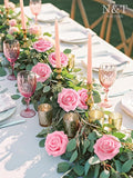Artificial Flowers, 50 Light Pink Foam Roses with Bendable Stems