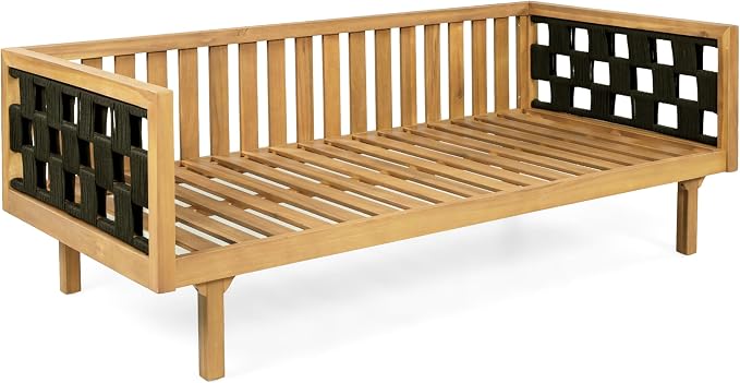 Merax 2 Piece Acacia Wood Outdoor Conversation Set, 3-Seater Outdoor Daybed Sofa - Image 9