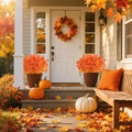 Artificial Flowers in Orange Fall Shades, 16 Bundles, Outdoor Use