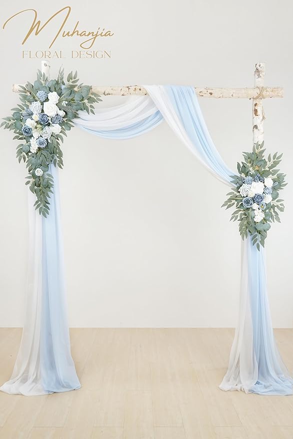 Grayish Blue Artificial Flower Arch Swag Kit, Silk, Pack of 4