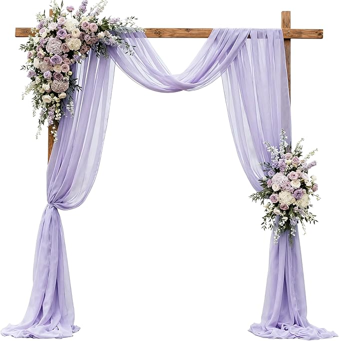 Outdoor Curtains: Lavender Sheer Chiffon Arch Drapes, 2 Panels 29 in x 18 ft