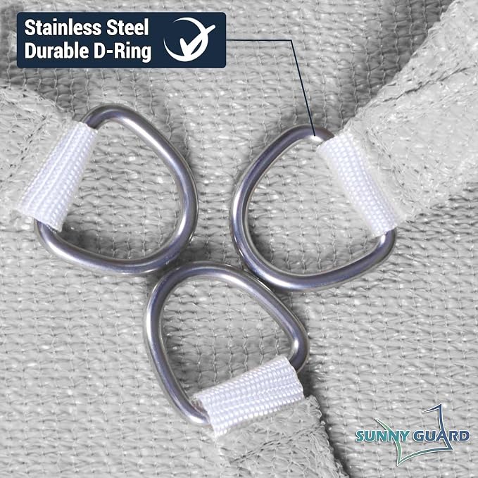 SUNNY GUARD Custom Size 15'x15'x21.2' Silver Grey Sun Shade Sail Right Triangle - Image 6